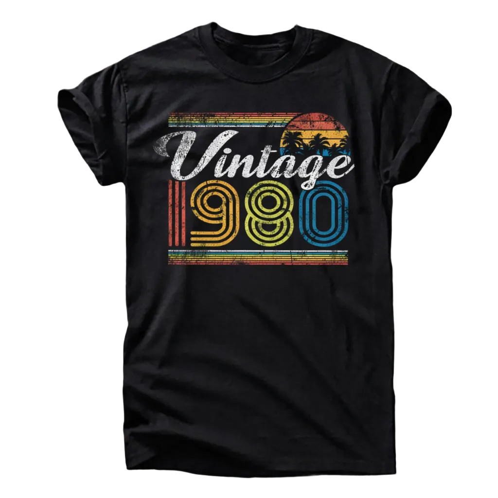 Vintage 1980 T-Shirt – Retro Sunset Design
