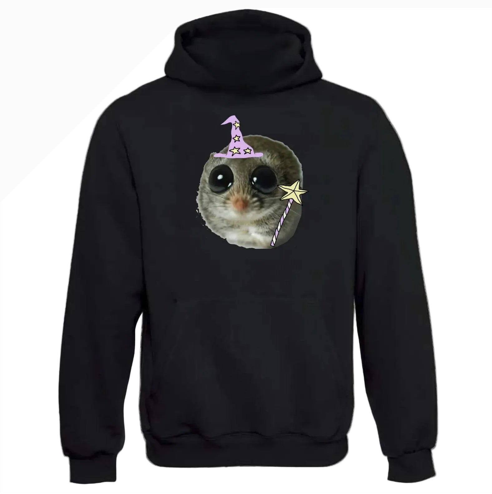 Sad Hamster Wizard Hoodie – Süßer Zauberhamster mit großen Augen