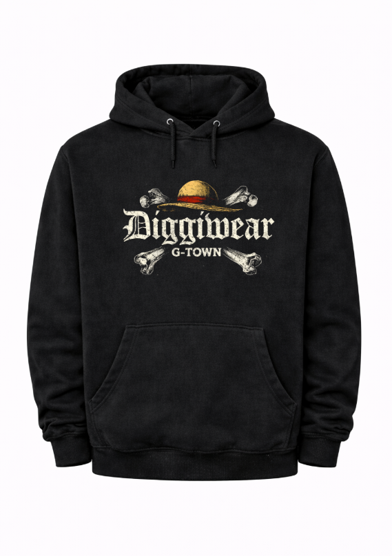 Diggiwear G-Town Strawhat Skull Hoodie – Pirate Anime Streetwear