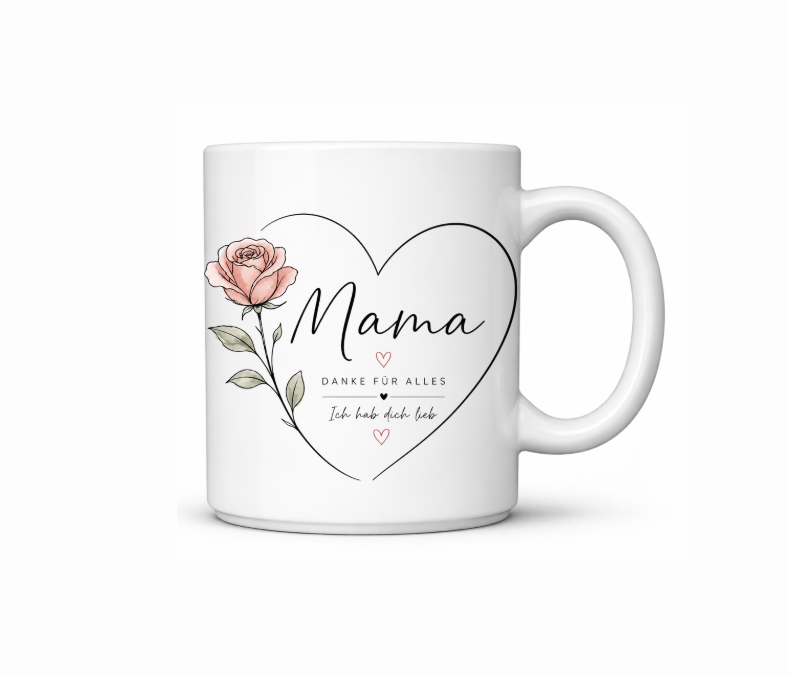 Geschenk Tasse für Mama & Papa – Modernes Design mit Herz