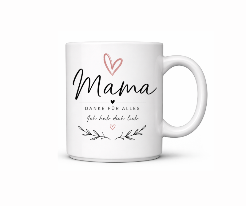 Geschenk Tasse für Mama & Papa – Modernes Design mit Herz