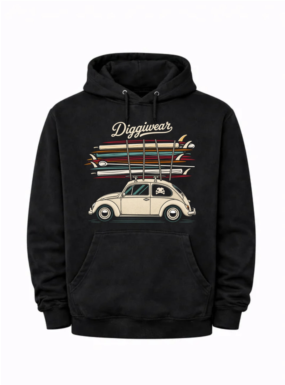 Diggiwear Surf Käfer Hoodie – Retro Beach & Vanlife Style