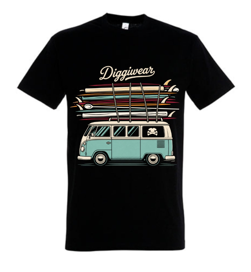 Diggiwear Surf Bus T-Shirt – Retro Beach & Vanlife Style
